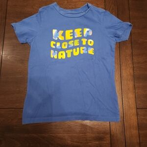 Dip Blue T-Shirt with Yellow Nature Print Size 6